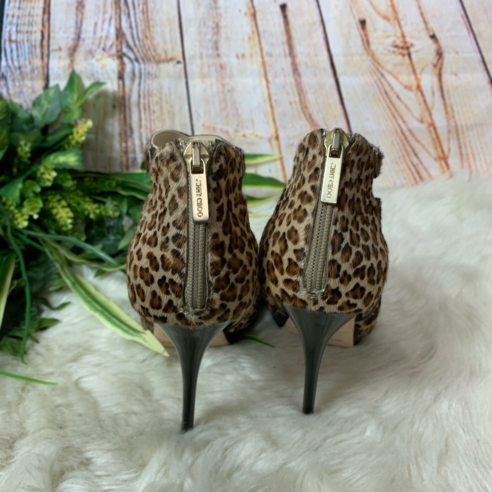 Jimmy Choo Leopard Pony Hair Caged Heels - Picture 5 of 8